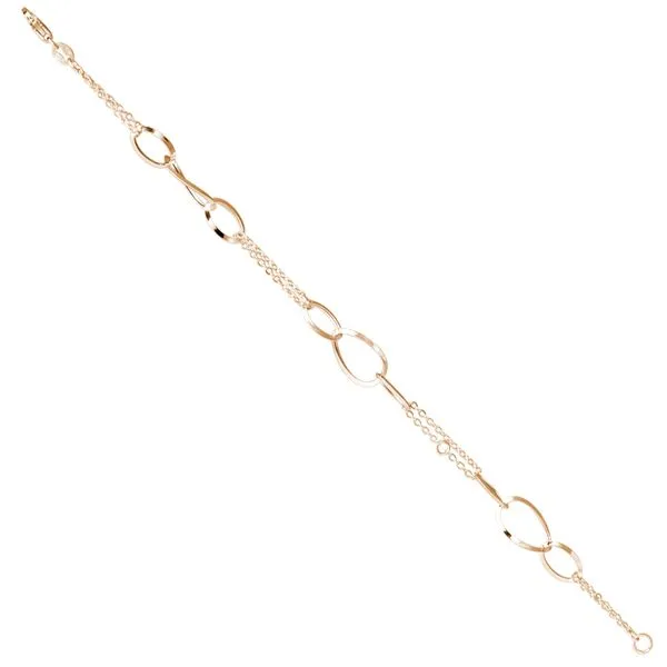 Yellow 14 Karat 2 Strand Open Oval & Cable Link Bracelet Doland Jewelers, Inc. Dubuque, IA