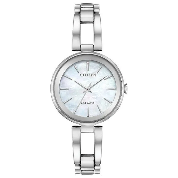 Lady's Eco-Drive White Stainless Steel Dress Watch Doland Jewelers, Inc. Dubuque, IA