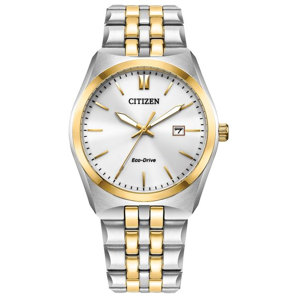 Men's Citizen Eco-Drive "Corso" Two Tone Stainless Steel & Yellow Gold Plated Dress Watch Doland Jewelers, Inc. Dubuque, IA