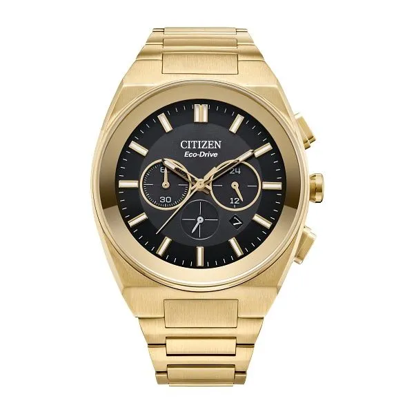 Men's Citizen Eco-Drive "Axiom SC" Yellow Gold Plated Stainless Steel Dress Watch With A Black Dial Doland Jewelers, Inc. Dubuque, IA
