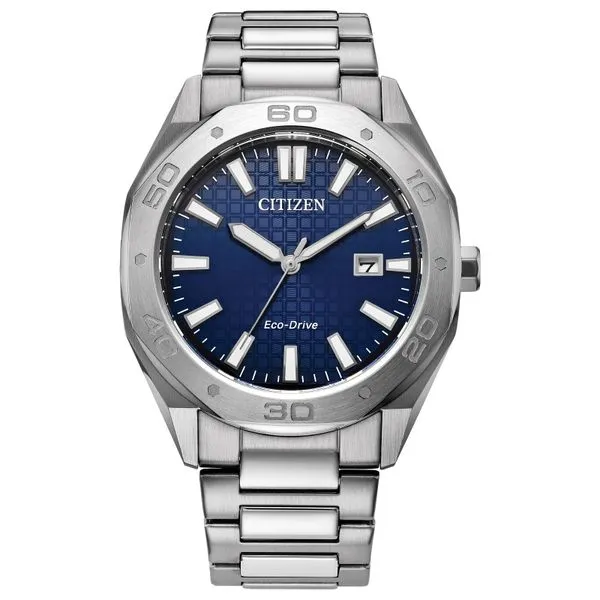 Men's Gray Stainless Steel Eco-Drive "Weekender" Citizen Sport Watch With Dark Blue Dial Doland Jewelers, Inc. Dubuque, IA