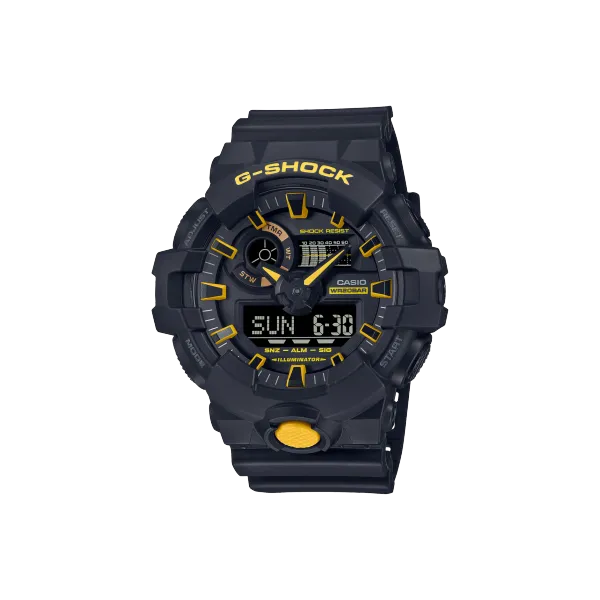 Men's Casio G-Shock Analog/Digital Black Resin Watch With Yellow Accent