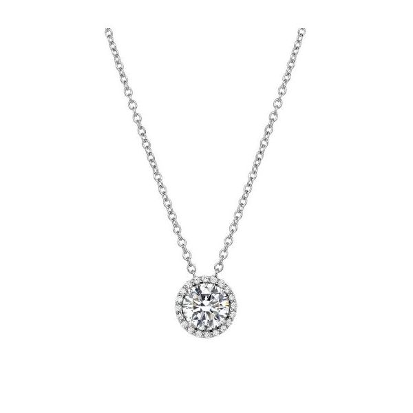 White Sterling Silver April Birthstone Halo Pendant Doland Jewelers, Inc. Dubuque, IA