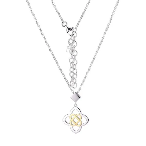 Two Tone White And Yellow Sterling Silver Florence Pendant With One Round Created Ruby Doland Jewelers, Inc. Dubuque, IA