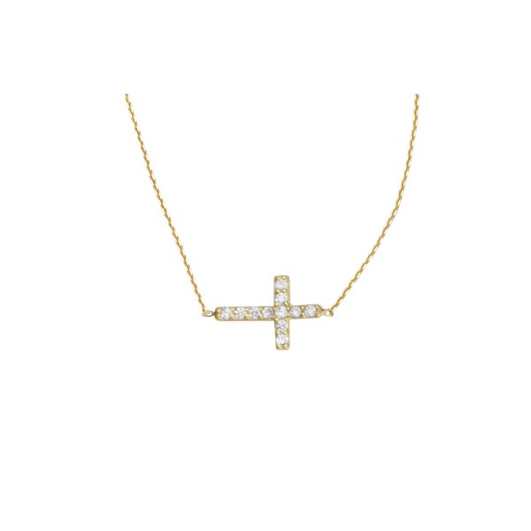 Yellow Sterling Silver Mini Sideways Cross Pendant Doland Jewelers, Inc. Dubuque, IA