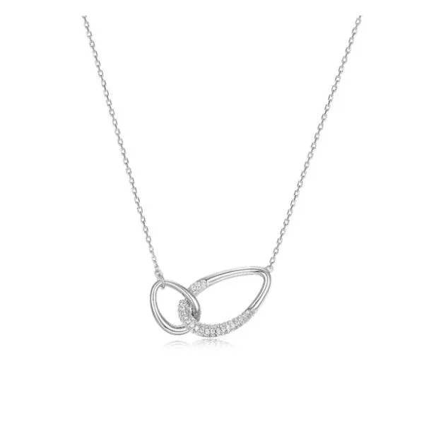 White Sterling Silver Caramel Rhodium Plated Interlocking Oval Link Pendant Doland Jewelers, Inc. Dubuque, IA