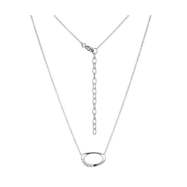 White Sterling Silver Oval Pendant with Cubic Zirconias Doland Jewelers, Inc. Dubuque, IA