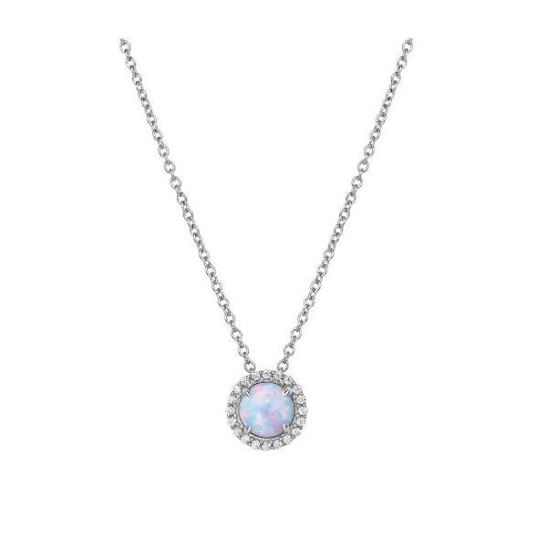 White Sterling Silver October Birthstone Halo Pendant Doland Jewelers, Inc. Dubuque, IA