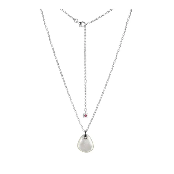 White Sterling Silver Pebble Pendant Mother Of Pearl On Rolo Chain Doland Jewelers, Inc. Dubuque, IA