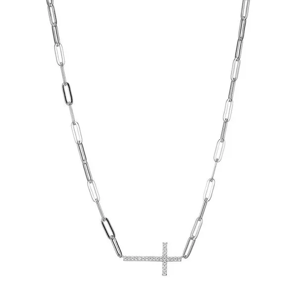 White Sterling Silver Paperclip Cross Necklace Doland Jewelers, Inc. Dubuque, IA