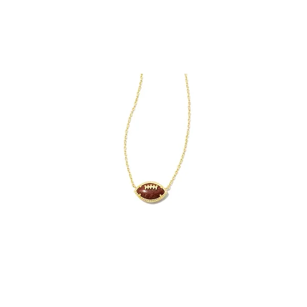 14Kt Yellow Gold Plated Football Short Necklace With Orange Goldstone Pendant Doland Jewelers, Inc. Dubuque, IA