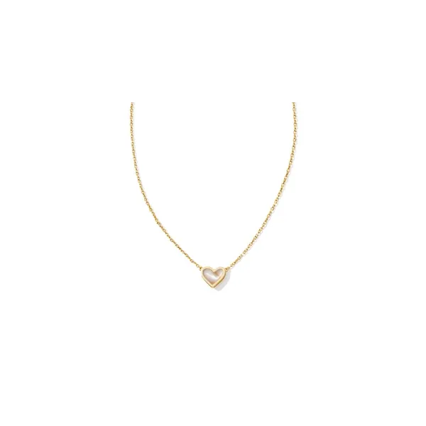 Framed Ari 14k Yellow Gold Plated Heart Shaped Iridescent Abalone Necklace Doland Jewelers, Inc. Dubuque, IA