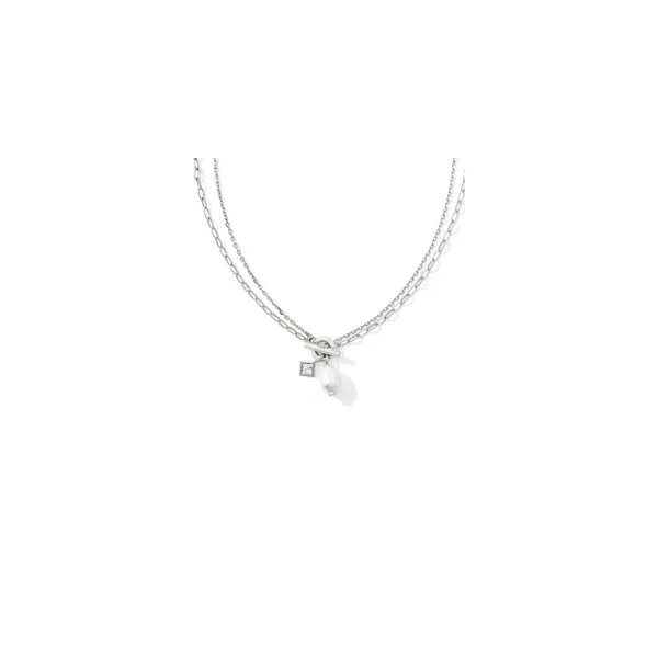 Eve Rhodium Plated Multi Strand Necklace With White Pearl Doland Jewelers, Inc. Dubuque, IA