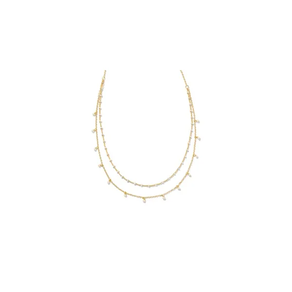 Eve 14k Yellow Gold Plated Multi Strand Necklace With White Mix Doland Jewelers, Inc. Dubuque, IA