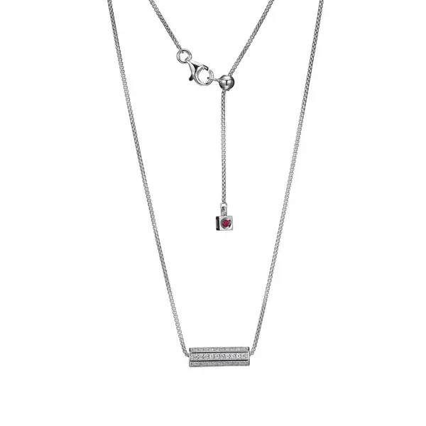 White Sterling Silver "Cheer" Pendant With White Sapphire Doland Jewelers, Inc. Dubuque, IA