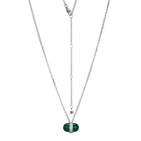 White Sterling Silver "Pivot" Pendant With Green Agate & CZ Doland Jewelers, Inc. Dubuque, IA