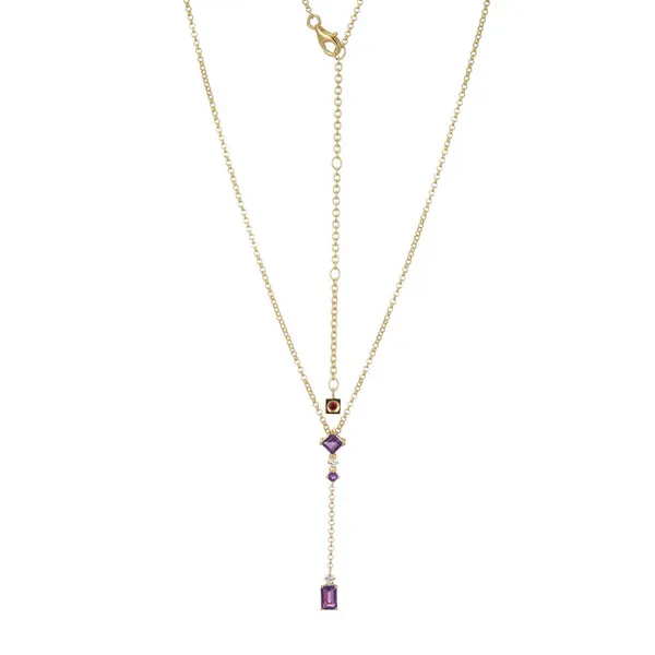 Yellow Gold Plated Sterling Silver Elle "Sway" Pendant With Amethyst & White Topaz Doland Jewelers, Inc. Dubuque, IA