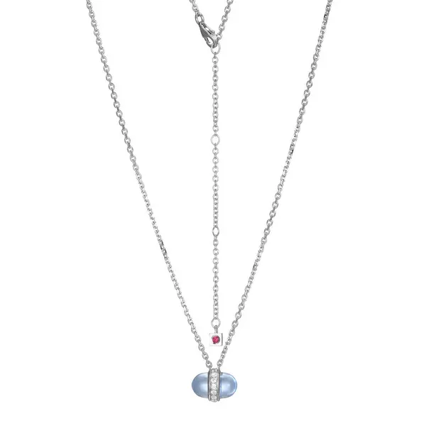 White Sterling Silver "Pivot" Pendant With Synthetic Blue Quartz & CZ Doland Jewelers, Inc. Dubuque, IA