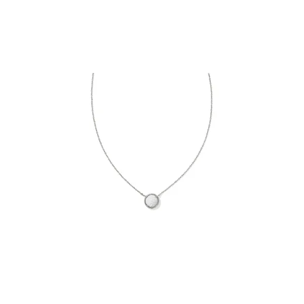 Rhodium Plated Volleyball Short Necklace With White Mother Of Pearl Doland Jewelers, Inc. Dubuque, IA