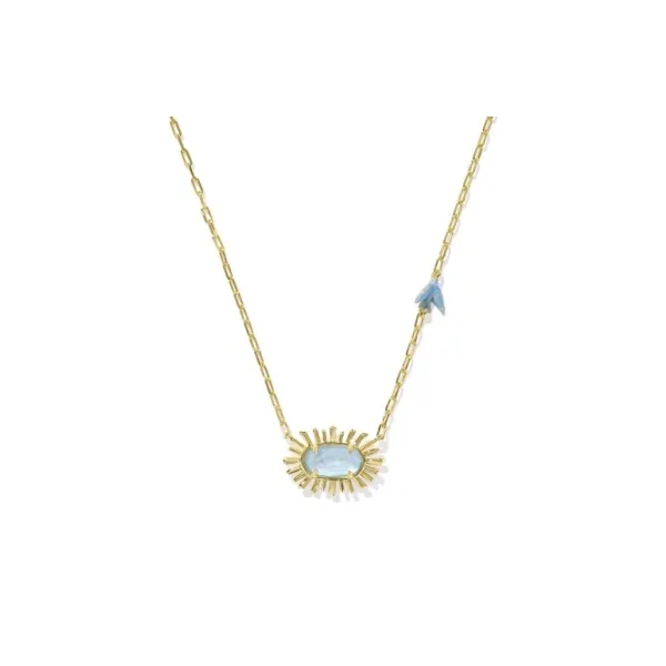 Elisa Bird Yellow 14k Gold Plated Necklace With Sky Blue Mother Of Pearl Pendant Doland Jewelers, Inc. Dubuque, IA