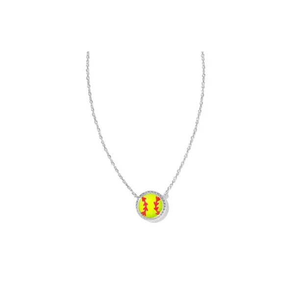 White Rhodium Plated Softball Pendant