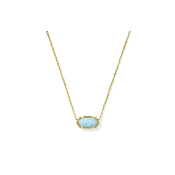 Elisa Yellow 14k Gold Plated Necklace With Light Teal Kyocera Opal Pendant Doland Jewelers, Inc. Dubuque, IA