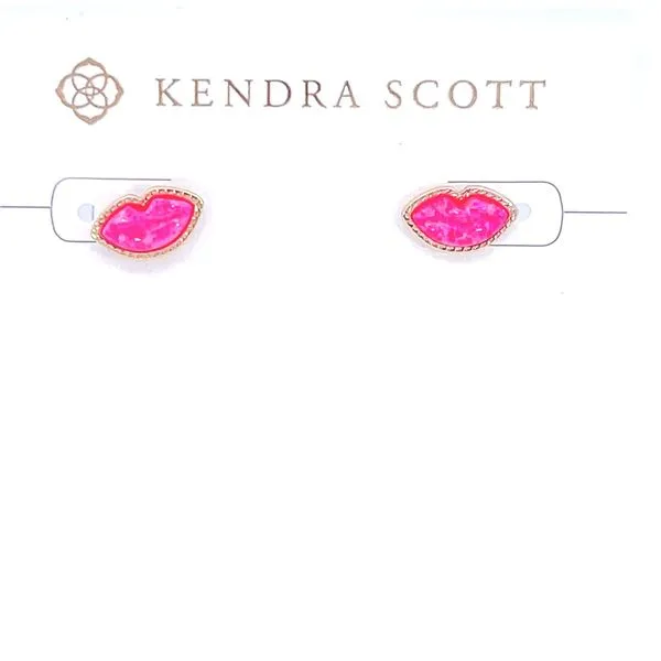 Gold Bright Pink Opal Lip Stud Earrings Doland Jewelers, Inc. Dubuque, IA
