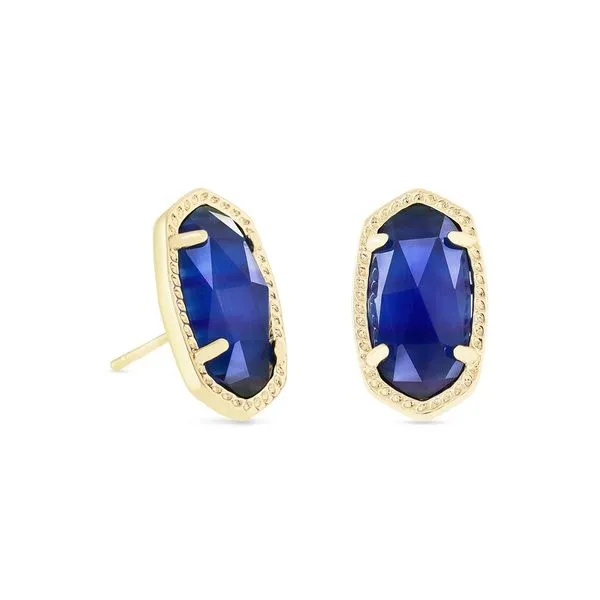 14Kt Gold Plated Ellie Earrings with Colbalt Blue Cateyes Doland Jewelers, Inc. Dubuque, IA