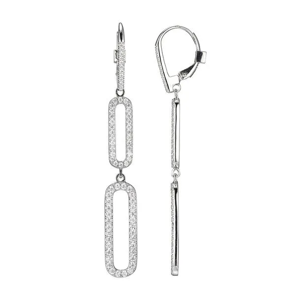 White Sterling Silver "Paperclip" Lever Back Dangle Earrings Doland Jewelers, Inc. Dubuque, IA