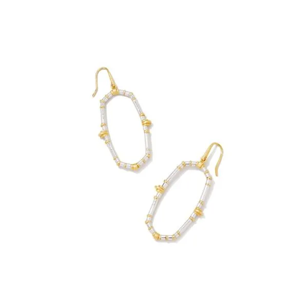 Essie Yellow and White Rhodium Plated Open Frame Earrings Doland Jewelers, Inc. Dubuque, IA