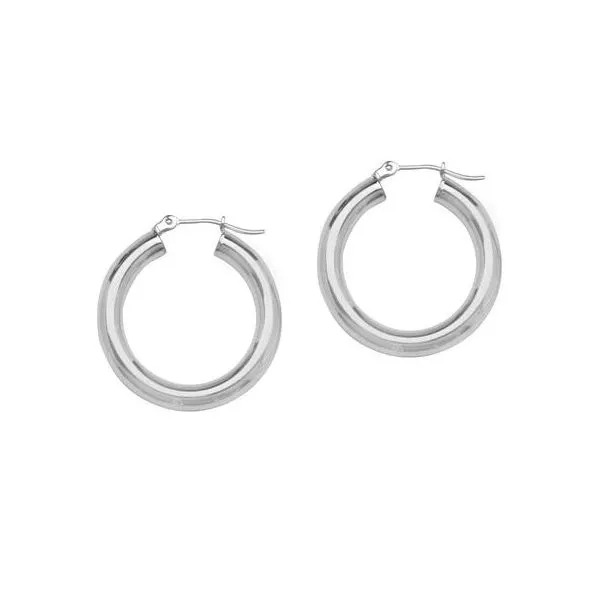 White Rhodium Plated Sterling Silver Large Hoop Earrings Doland Jewelers, Inc. Dubuque, IA