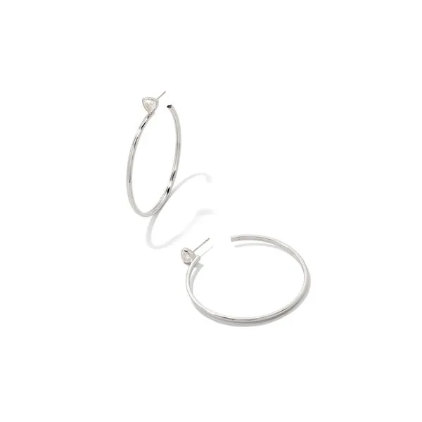 Arden White Rhodium Plated Large Hoop Earrings Doland Jewelers, Inc. Dubuque, IA