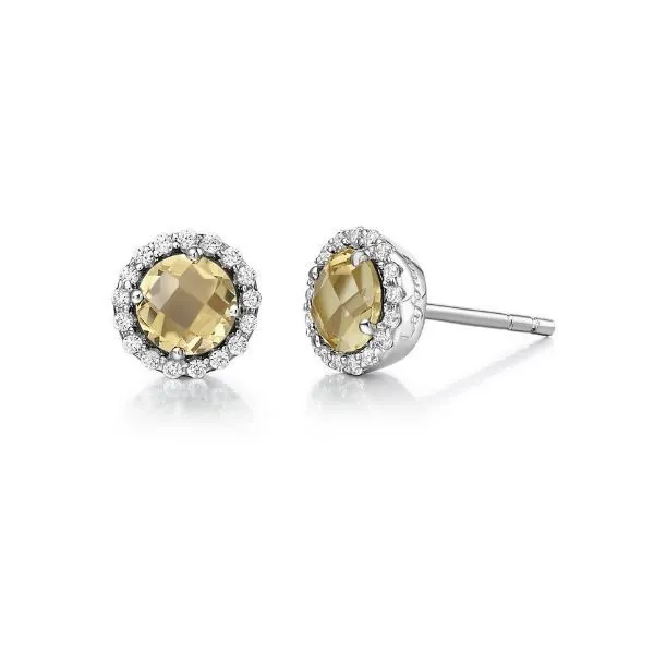 Sterling Silver November Birthstone Halo Stud Earrings Doland Jewelers, Inc. Dubuque, IA