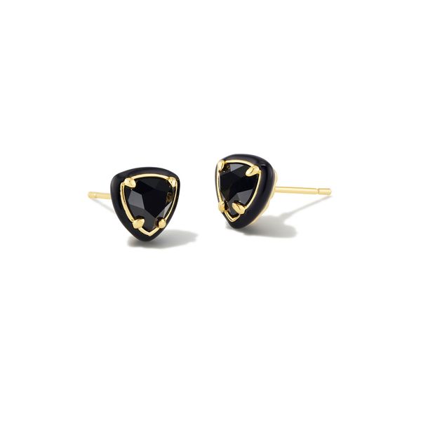 Arden Enamel Framed Yellow Gold Plated Stud Earrings Doland Jewelers, Inc. Dubuque, IA