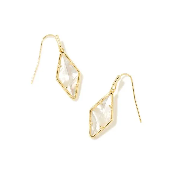 Kendra Scott Kinsley Yellow Gold Plated Winter 2023 Drop Earrings with Ivory Mother Of Pearls Doland Jewelers, Inc. Dubuque, IA