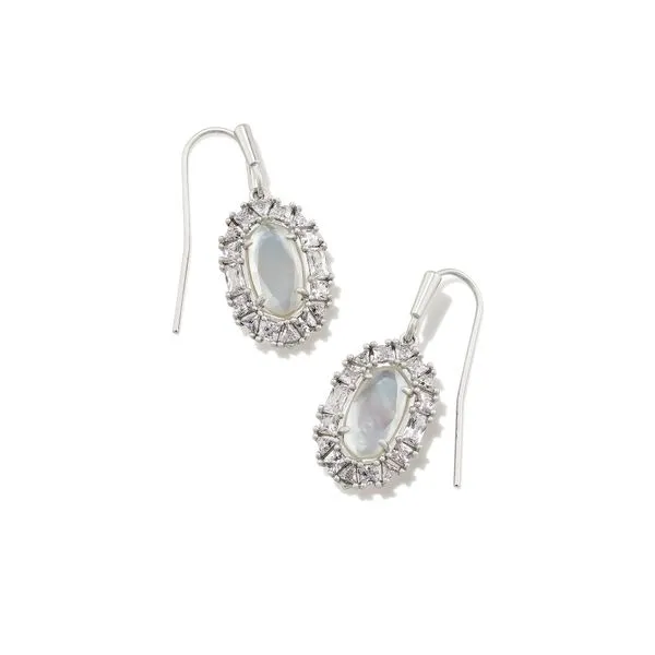 Lee Crystal Frame White Rhodium Plated Drop Earrings Doland Jewelers, Inc. Dubuque, IA