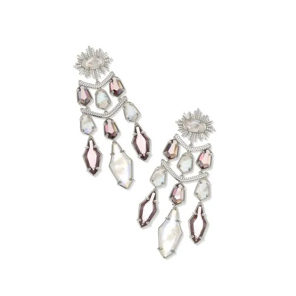 Alexandria Tiered Statement White Rhodium Plated Dangle Earrings Doland Jewelers, Inc. Dubuque, IA