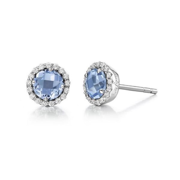White Sterling Silver December Birthday Halo Stud Earrings Doland Jewelers, Inc. Dubuque, IA