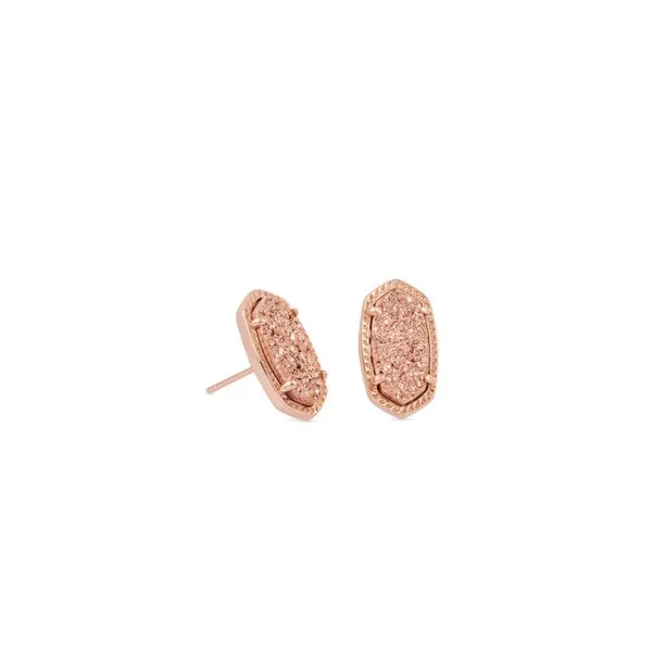 Ellie 14 Karat Rose Gold Plated Signature Stud Earrings With Rose Gold Drusy Doland Jewelers, Inc. Dubuque, IA