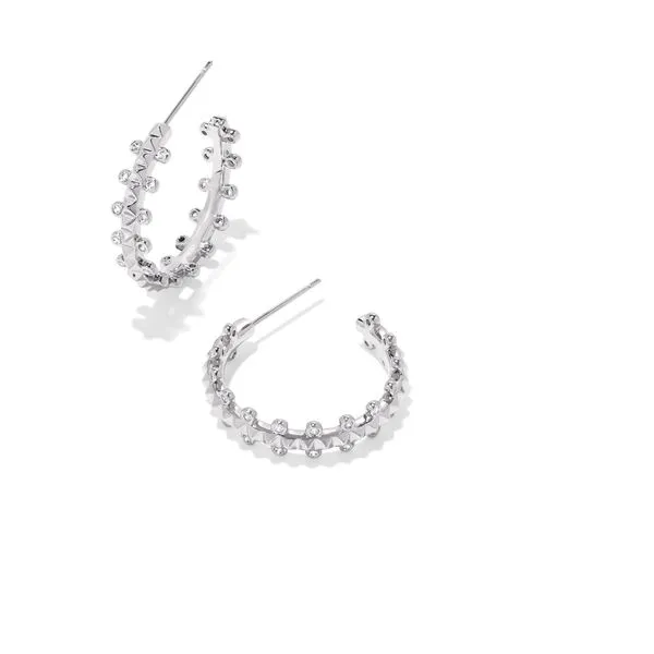 Jada White Rhodium Plated Small Hoop Earrings Doland Jewelers, Inc. Dubuque, IA