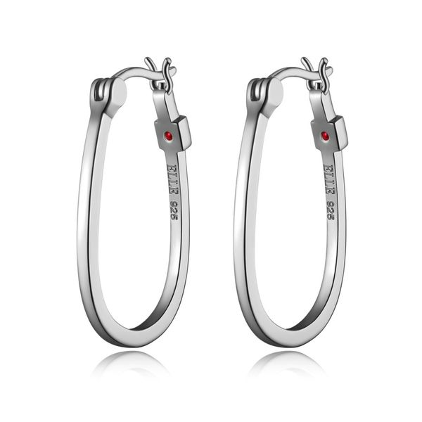 White Sterling Silver Must Have Medium Oval Hoop Earrings Doland Jewelers, Inc. Dubuque, IA