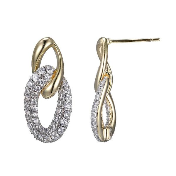 Two Tone Sterling Silver and 14k Yellow Gold Plated Ebullience Drop Earrings Doland Jewelers, Inc. Dubuque, IA