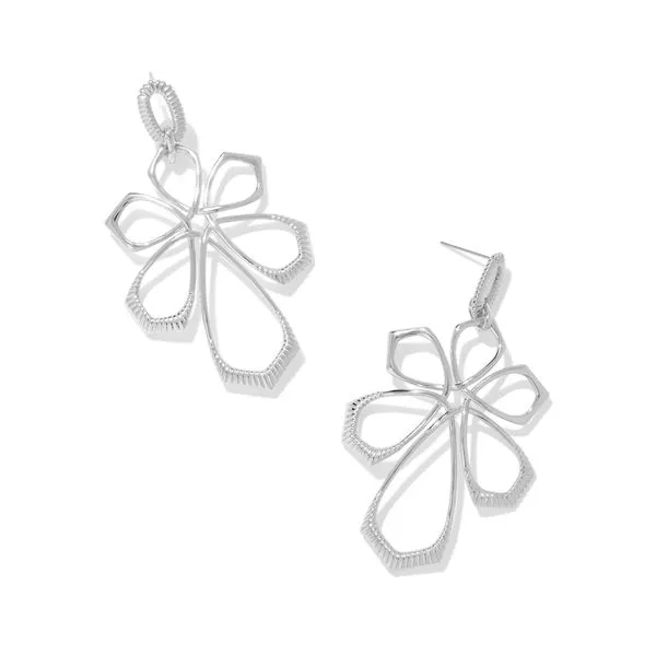 Kendra Scott Layne Statement White Rhodium Plated Dangle Earrings Doland Jewelers, Inc. Dubuque, IA