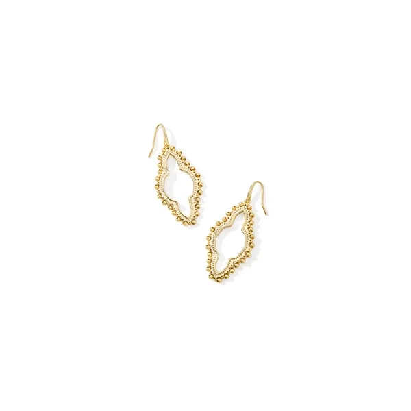 Abbie 14k Yellow Gold Plated Beaded Open Frame Earrings Doland Jewelers, Inc. Dubuque, IA