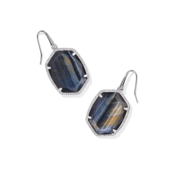 Daphne Pave White Rhodium Plated Drop Earrings Doland Jewelers, Inc. Dubuque, IA