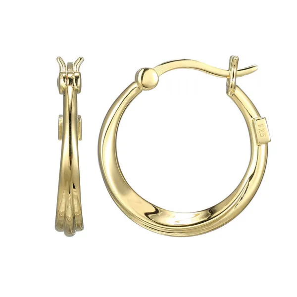 Yellow Gold Plated Sterling Silver Swirl Collection Hoop Earrings Doland Jewelers, Inc. Dubuque, IA