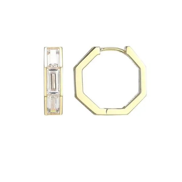 Yellow Gold Plated Sterling Silver Elle "Baguette" Hoop Earrings Doland Jewelers, Inc. Dubuque, IA