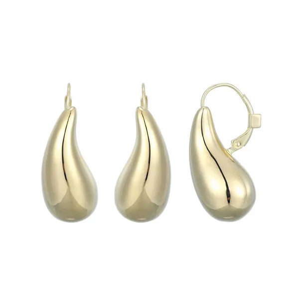 Yellow Gold Plated Sterling Silver Elle "Teardrop" Leverback Earrings Doland Jewelers, Inc. Dubuque, IA