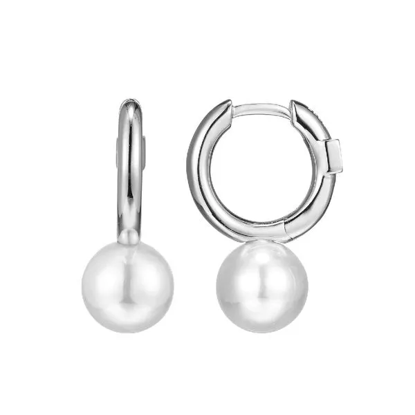 White Sterling Silver "Simpatico" Drop Earrings With 2= 8mm Fresh Water Pearls Doland Jewelers, Inc. Dubuque, IA