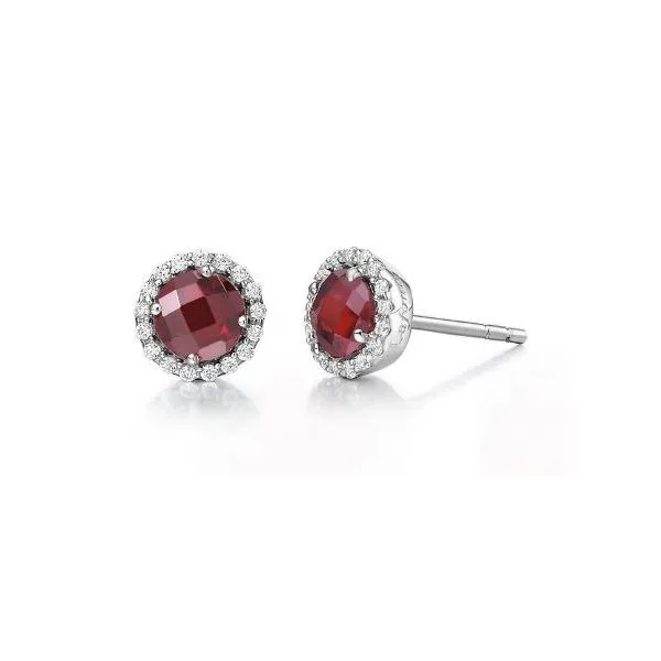 White Sterling Silver January Birthstone Halo Stud Earrings Doland Jewelers, Inc. Dubuque, IA